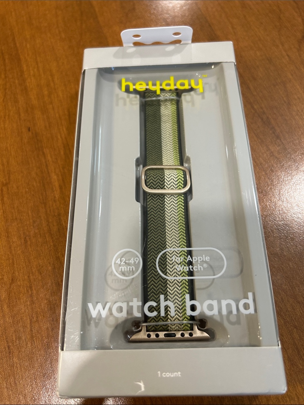heyday Olive and Cream Chevron Woven Apple Watch Band